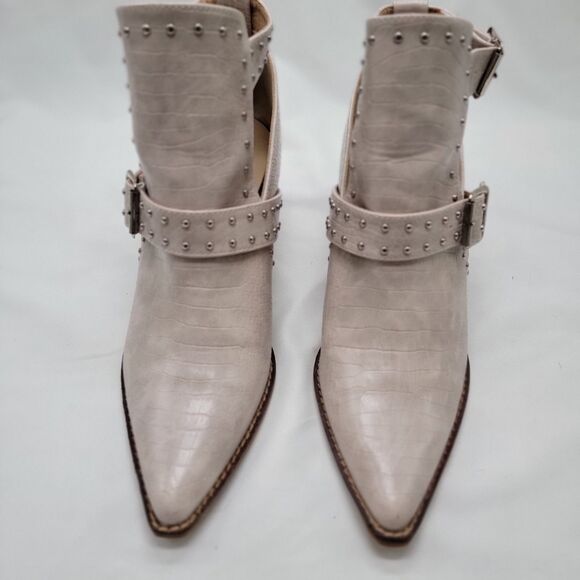 A Riber Girl Womens Emme Gray Studded Faux Croc Heeled Ankle Boots Size 8.5 US - Picture 3 of 10